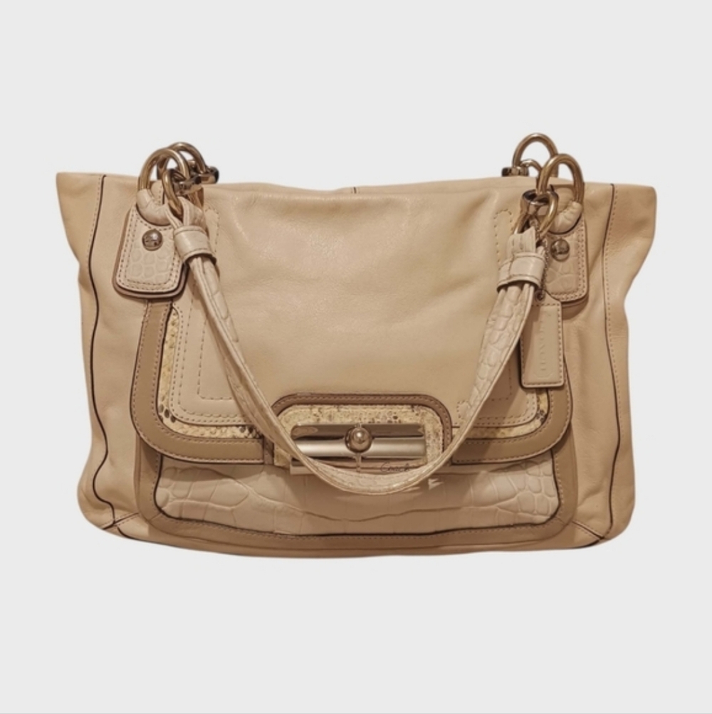 Coach Kristin Beige Leather Shoulder Bag